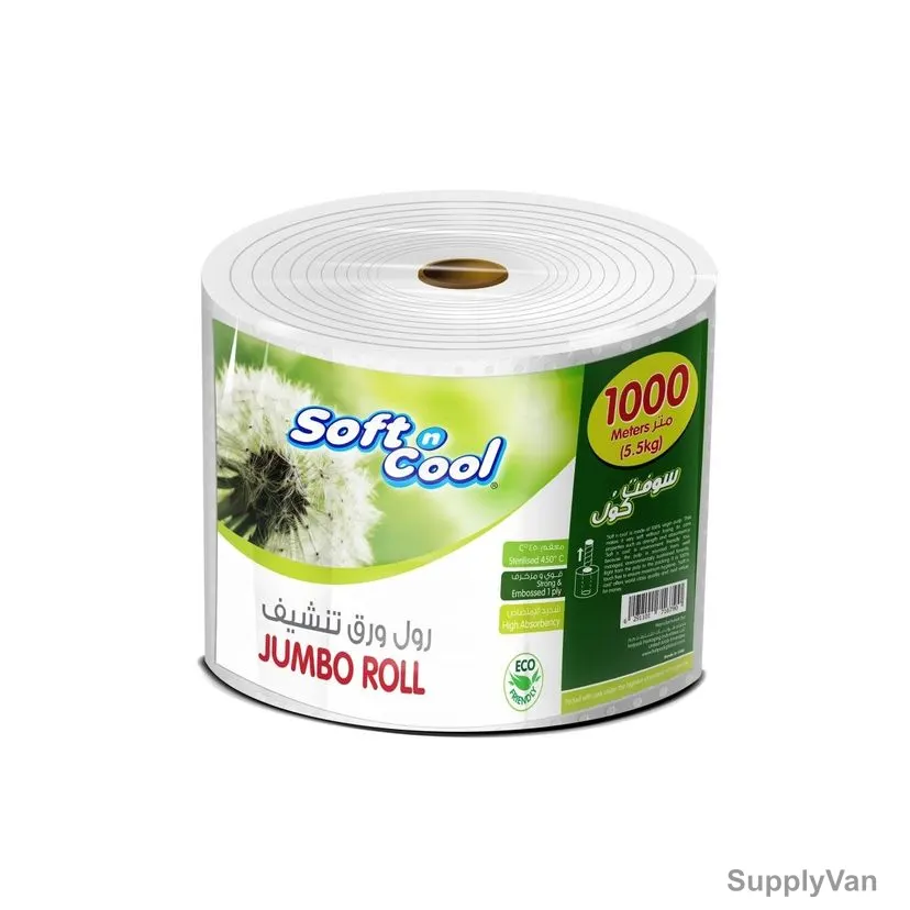 Hotpack Soft N Cool Jumbo Maxi Roll, SNCMR1X1000M, 2 Ply, 1000 Mtrs, White — image 1