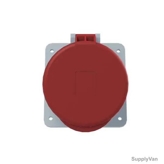 Abb Angle Flange Panel Mounted Socket Outlet, 463RAU6, 346-415V, IP44, 63A, 3P+N+E, Red