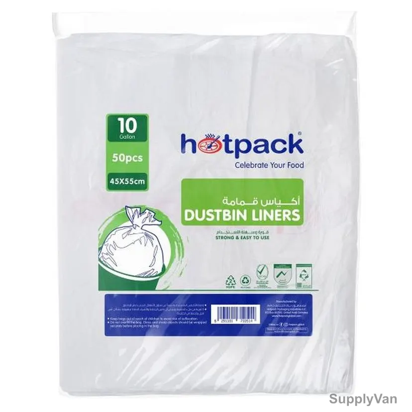 Hotpack Dustbin Liner Bag, 45CM Width x 55CM Length, White, 30 Packs/Carton