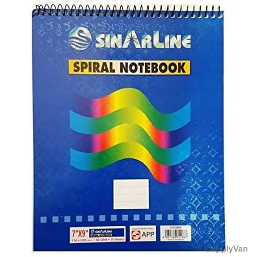 Sinarline Spiral Notebook, SP03888, 56 Gsm, 70 Sheets, 6 Pcs/Pack