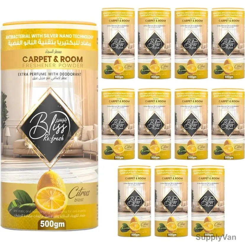 Swish Super Bliss Fresh Carpet Deodorizer and Room Freshener Powder, Fresh Citrus, 500GM, 12 Pcs/Pack — image 1
