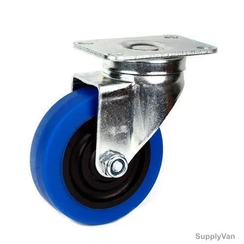 Caster Wheel With Brake, Rubber, 48MM Width x 160MM Dia, 250 Kg Load Capacity, Blue