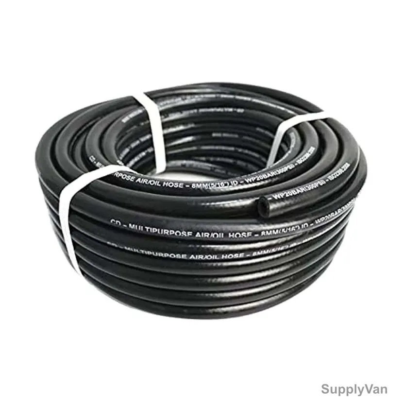 Aqson Air Hose, Rubber, 8MM Inside Dia x 25 Mtrs Length, Black