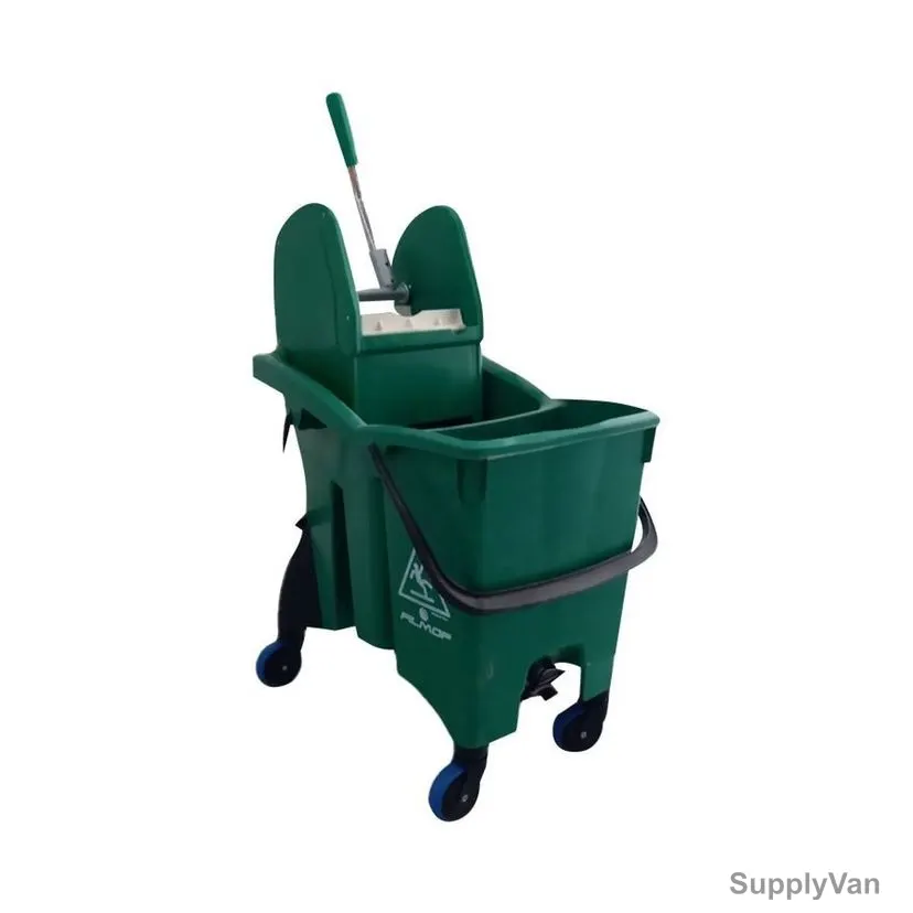 Filmop Double Split Bucket Mop Trolley, BT15G, Plastic, 30 Ltrs, Green