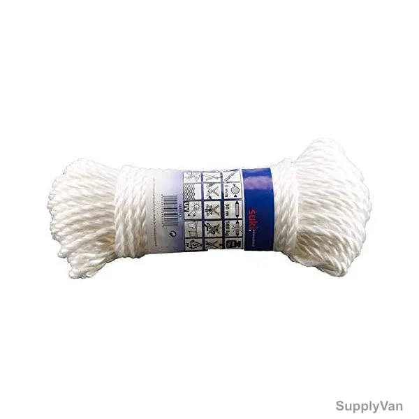 Suki International Twisted Rope, Polypropylene, 6MM Dia x 30 Mtrs Length, White