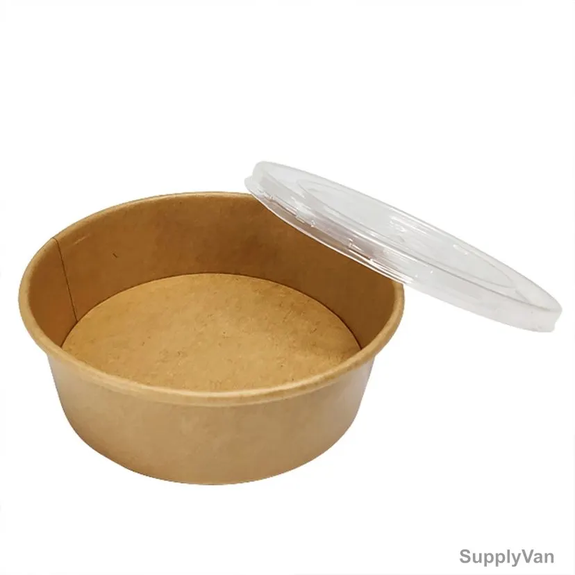 BYFT Disposable Kraft Salad Bowl With Lid, Paper, 320 GSM, 500ML, Brown, 50 Pcs/Pack — image 1