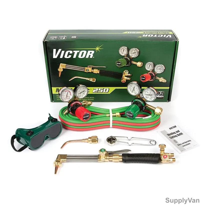 Victor Medalist 250 Medium Duty Cutting and Welding Outfit, 0384-2540, Metal, Oxygen/Acetylene Gas Service, 7 Pcs/Kit