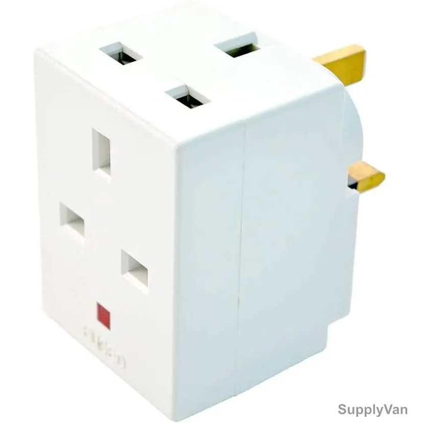 Multi Plug UK Socket Adapter With Fuse, 3 Way, 13A, 240VAC — image 1