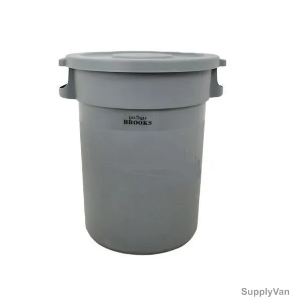 Brooks Plastic Drum With Lid, DRM-2756, 53CM Dia, 64CM Height, 80 Ltrs Capacity, Grey
