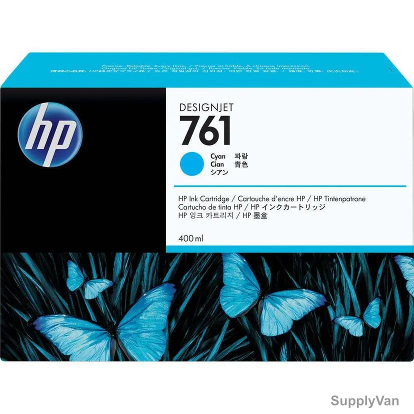 HP DesignJet Ink Cartridge, CM994A, 761, 400ML, Cyan