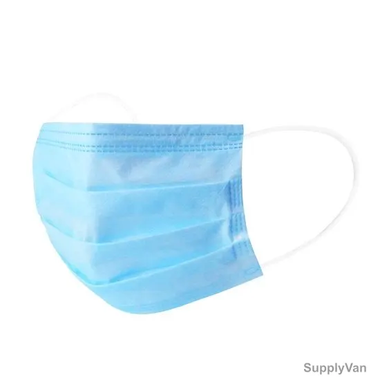 Disposable Face Mask, Universal, 3 Ply, Blue, 50 Pcs/Pack — image 1