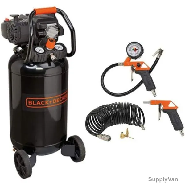 Black and Decker 50 Ltrs Vertical Air Compressor With 6 Pcs Air Tool Kit, BD227-50+KIT-6 — image 1