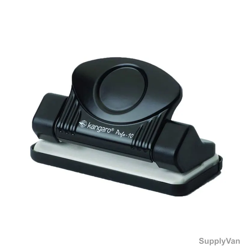 Kangaro 2 Hole Paper Punch Machine, PERFO10, Metal, 10 Sheets, Black