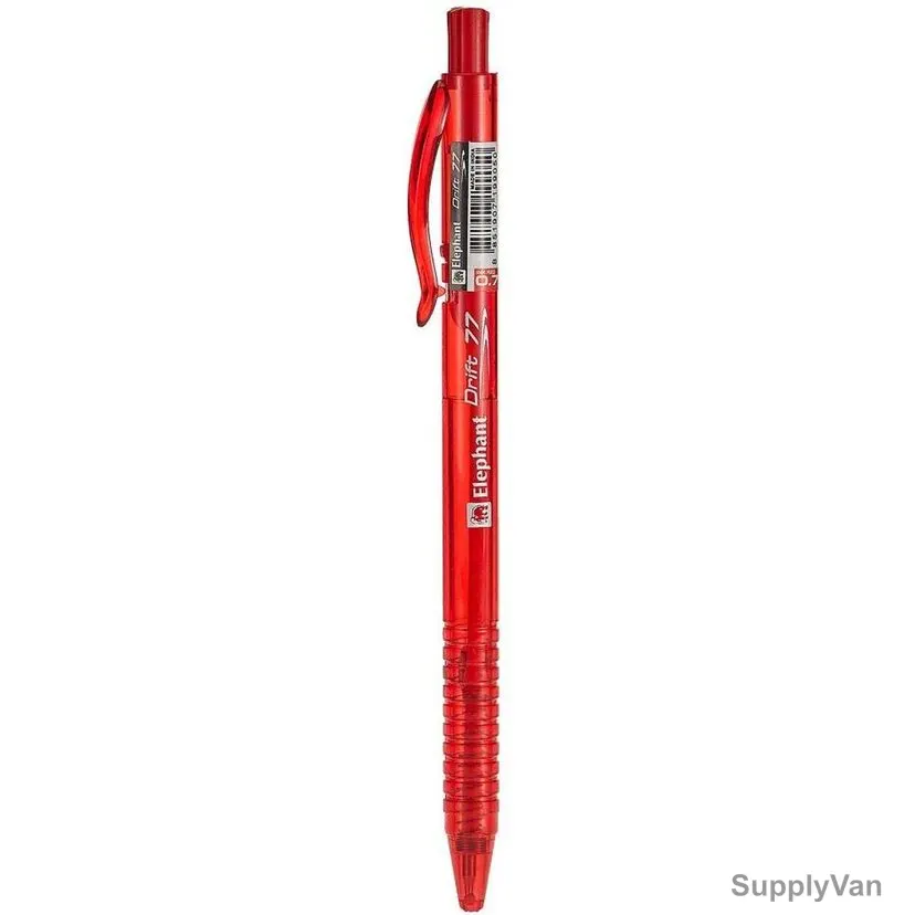Elephant Retractable Ballpoint Pen, Drift 77, 0.5MM, Red, 6 Pcs/Pack