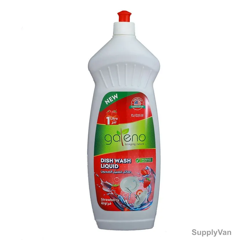 Galeno Anti-Bacterial Dish Wash Liquid, GAL0178, Strawberry, 1 Ltr