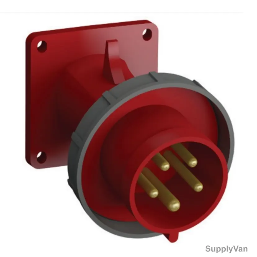 Abb Angled Flange Panel Mounting Inlet, 416BBA6W, 346-415V, IP67, 16A, Red