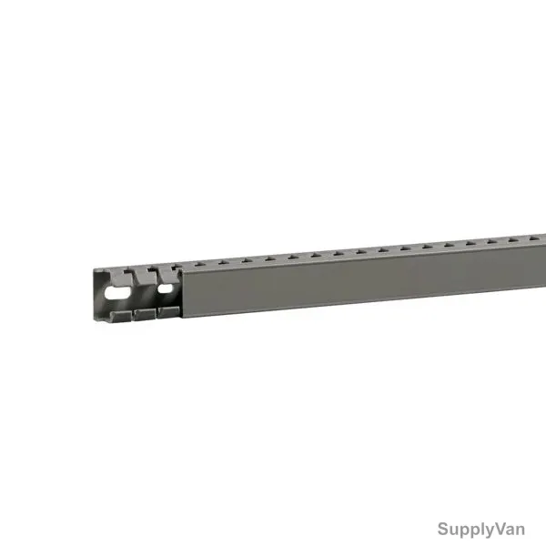 Hager Slotted Panel Trunking, BA7A25025, PVC, 25MM Height x 25MM Width, 2 Mtrs Length, Stone Grey