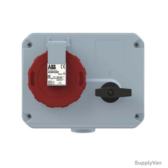Abb Horizontal Switched Interlocked Socket, 463MHS6W, 346-415V, IP67, 63A, 3P+N+E, Red — image 1
