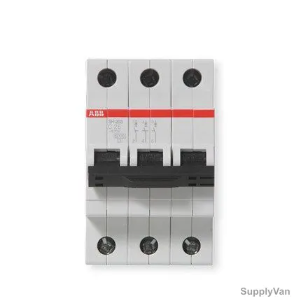 Abb Miniature Circuit Breaker, SH203-C25, 3P, Curve C, 25A