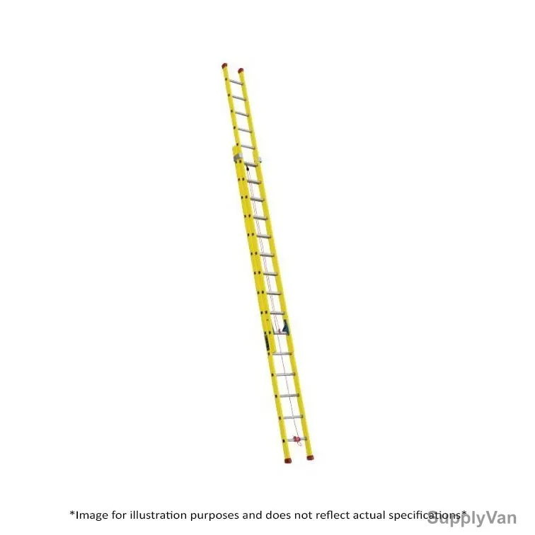 Topman Double Section Straight Ladder, FRPDSL7, Fiber Glass, 7+7 Steps, 150 Kg Loading Capacity — image 1
