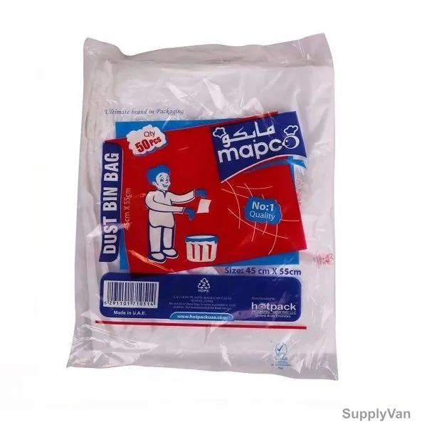Hotpack Disposable Dust Bin Bag, DBB, 45 x 55CM, White, 50 Pcs/Pack