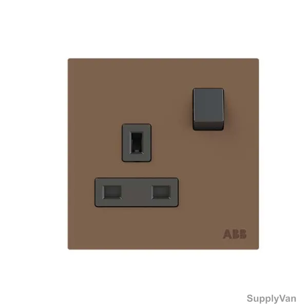 ABB Single Pole Switched Socket, AM23386-MO, Millenium, 1 Gang, 1P, 13A, Mocha Brown — image 1