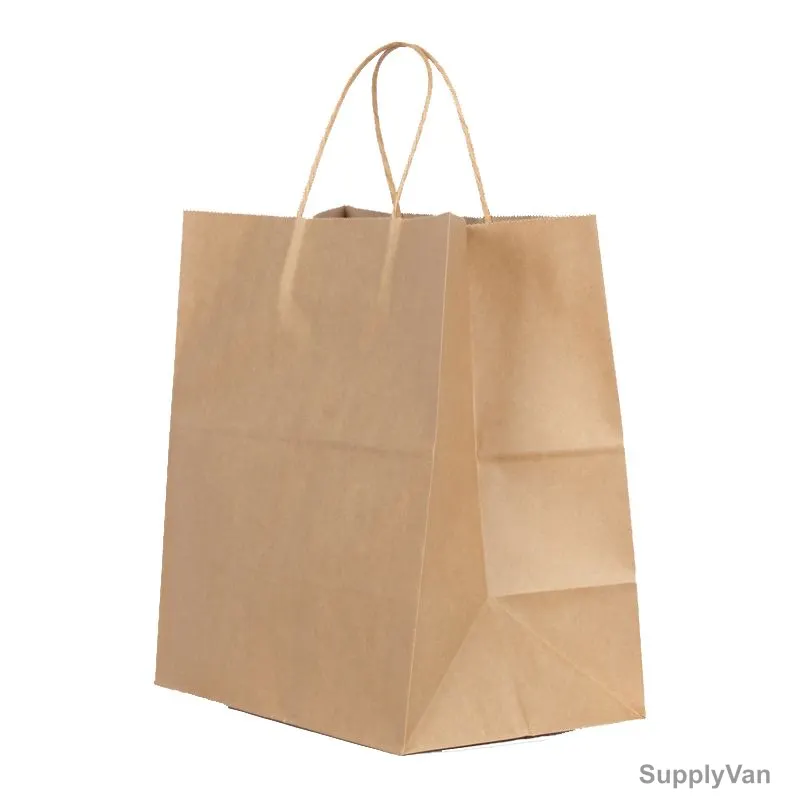 Square Bottom Paper Bag With Handles, 32CM Height x 32CM Width x 16CM Depth, Brown, 200 Pcs/Pack