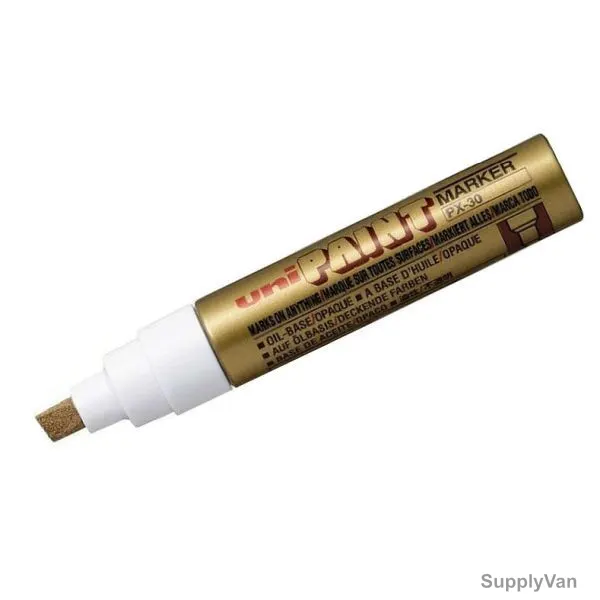 Uni-Ball Chisel Tip Paint Marker, PX30-GD, 5.0MM Tip Size, Gold, 12 Pcs/Pack