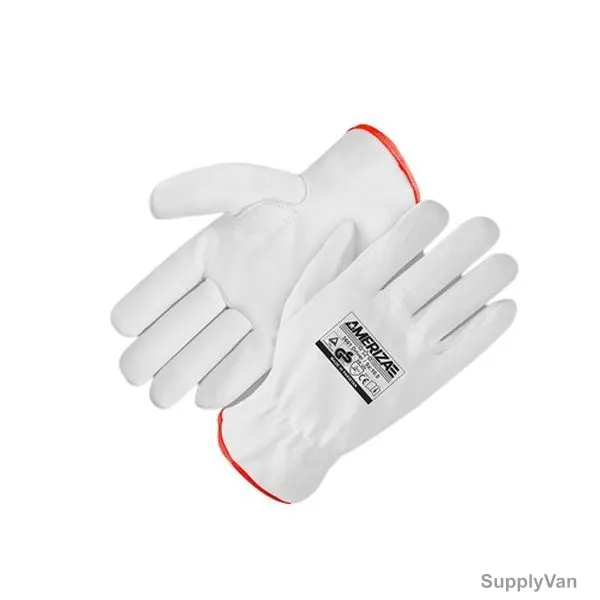 Ameriza Freezer Gloves With Fleece Lining, 3601, Full Grain Leather, 10.5 Inch, White