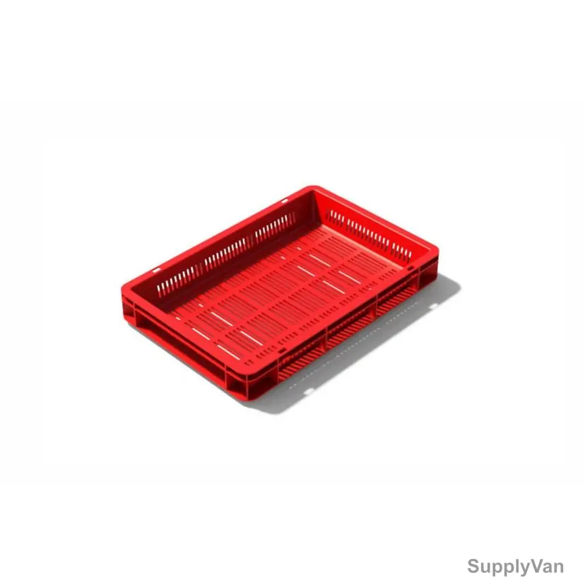 Palletco Ventilated Crate, 20 Ltrs, HDPE/Polypropylene, Red
