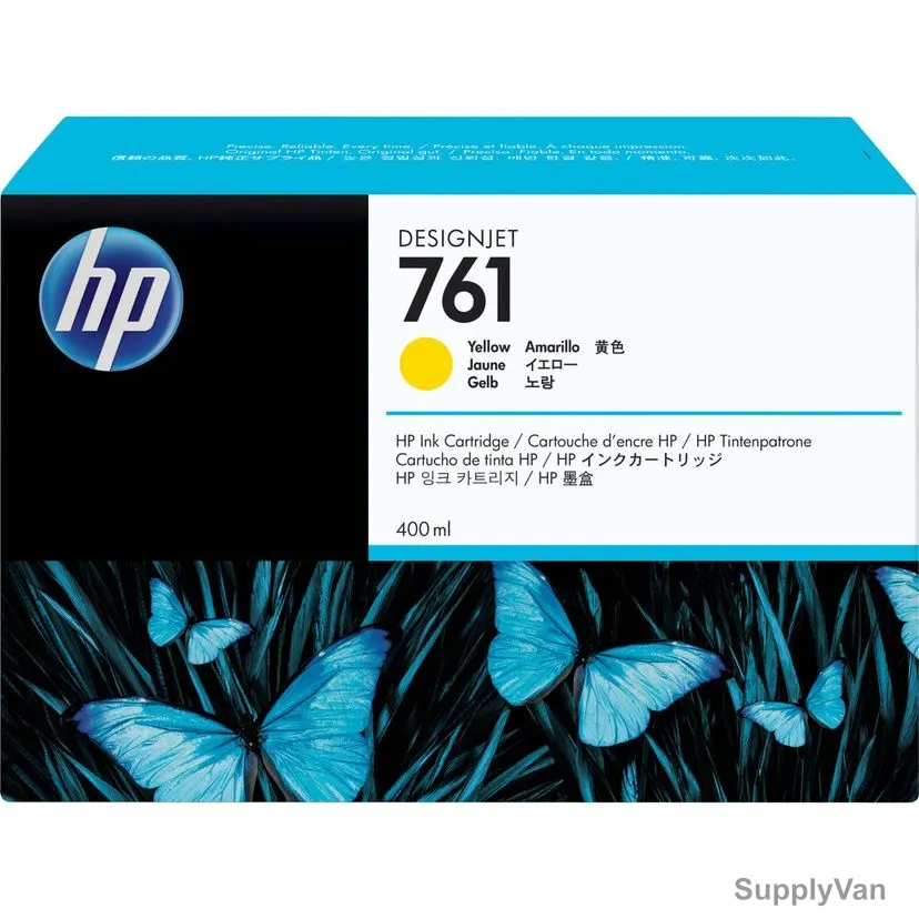 HP DesignJet Ink Cartridge, CM992A, 761, 400ML, Yellow