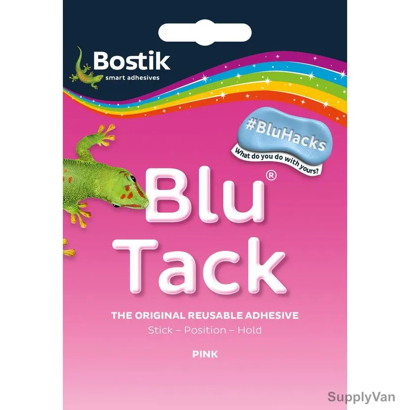 Bostik Blu Tack The Original Reusable Adhesive, 30605530, 45GM, Pink, 12 Pcs/Pack — image 1
