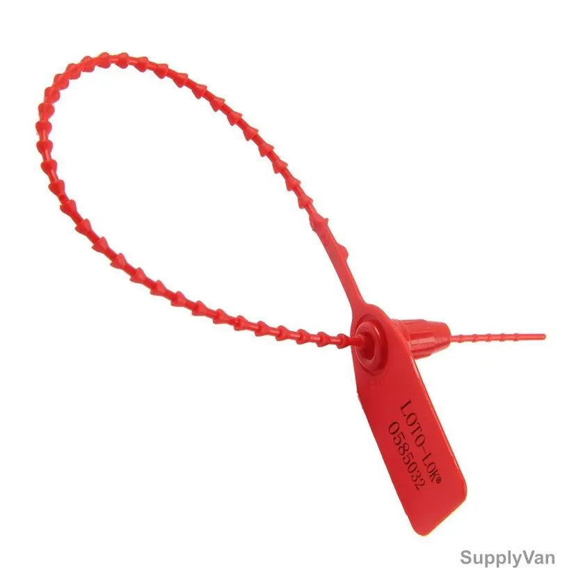 Loto-Lok Security Seal, PS-250B-RD, Polypropylene, 250MM, Red, 50 Pcs/Pack