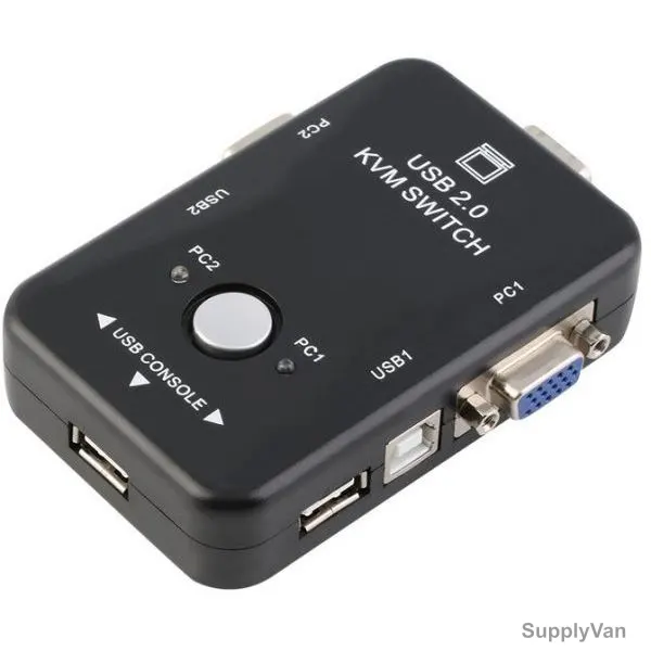 USB 2.0 VGA/SVGA KVM Switch Box for Sharing Monitor Keyboard Mouse, Black