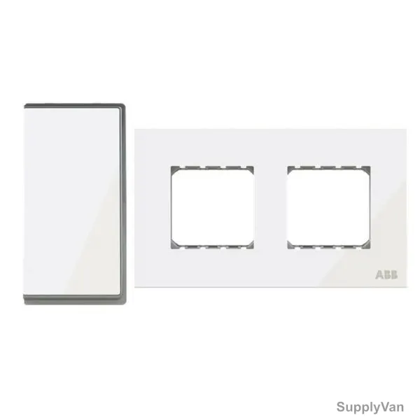 ABB Electrical Switch With Double Rocker Frame, AMD11622-WG+AMD5244-WG, Millenium, 4 Gang, 2 Way, 20A, White Glass — image 1