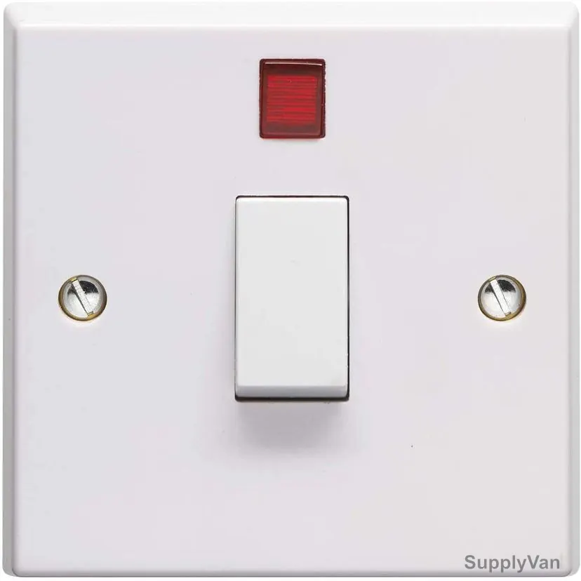 Volex DP Switch With Neon Backlight, 20A, White