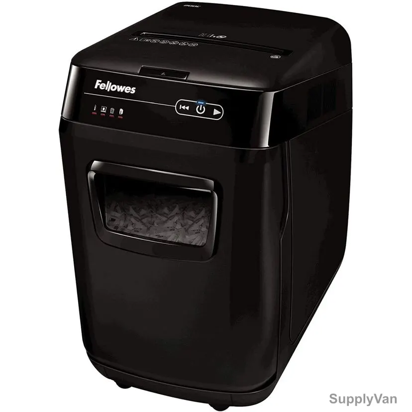 Fellowes Paper Shredder, 200C, Automax, Cross-Cut, 200 Sheets, Black