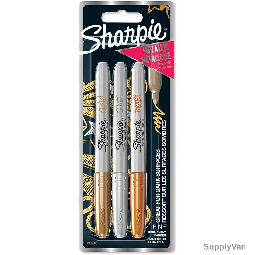 Sharpie Metallic Permanent Marker, SP-1986006, 0.9MM Tip Size, Assorted Colors, 3 Pcs/Set — image 1