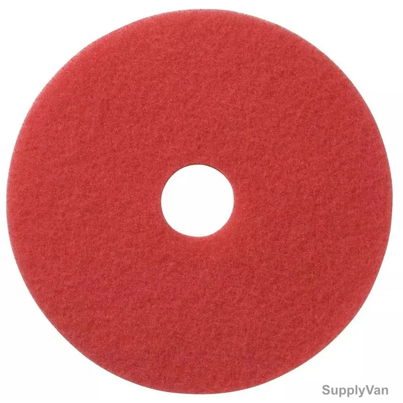 Taski Everyday Scrubbing Americo Cleaning Pad, 17 Inch Dia, Red, 5 Pcs/Pack