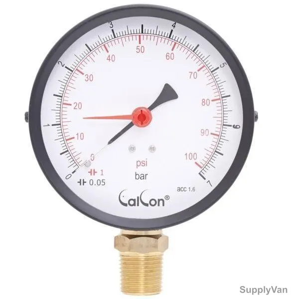 Calcon Pressure Gauge, CC2A, 100MM, 1/2 Inch, NPT, 0-7 Bar