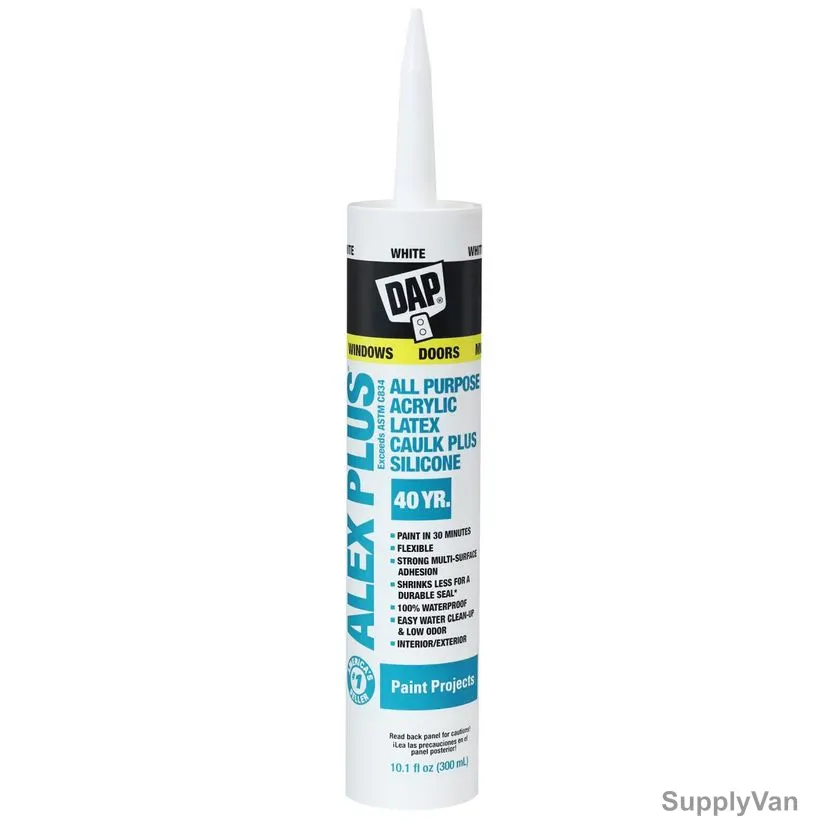 Dap Alex Plus All Purpose Acrylic Latex Caulk Plus Silicone, 18103, White, 10.1 Oz, 30 Pcs/Pack — image 1