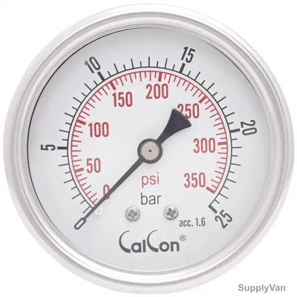 Calcon Pressure Gauge, CC10D, 63MM, 1/4 Inch, NPT, 0-25 Bar