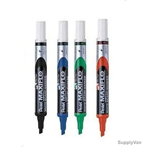 Pentel White Board Marker, PE-MWL6S-04, Maxiflo, 5.0MM, Assorted Colors, 4 Pcs/Set