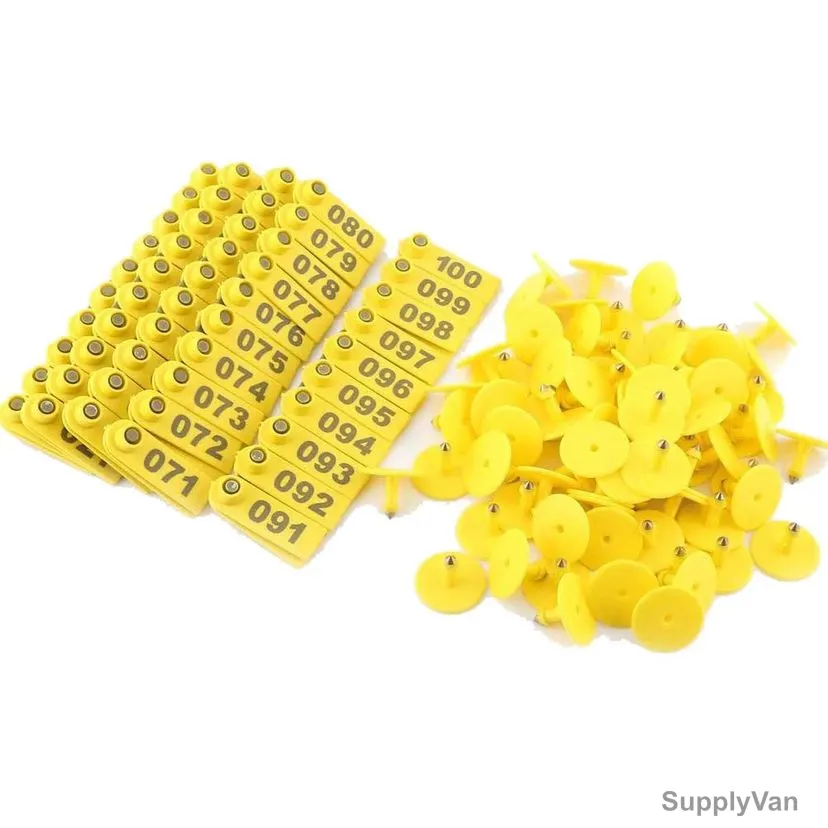 Number Ear Tag For Animals, 18 x 50CM, Yellow, 100 Pcs/Pack — image 1
