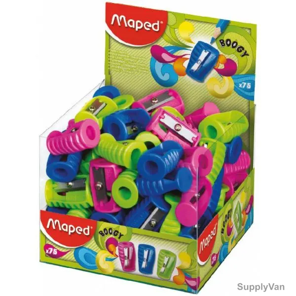 Maped Boogy Pencil Sharpener, MD-063211, 1 Hole, Assorted Colors, 75 Pcs/Set