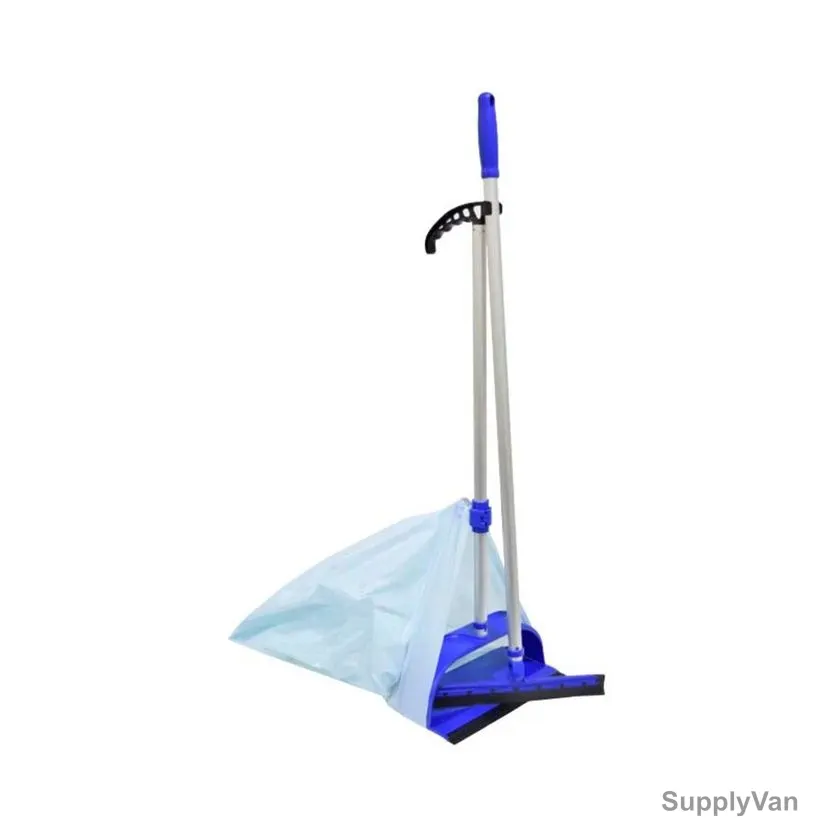 Akc Long Dustpan Set With Disposable Bag, DP38, Alloy Steel/Plastic, 84CM, Blue