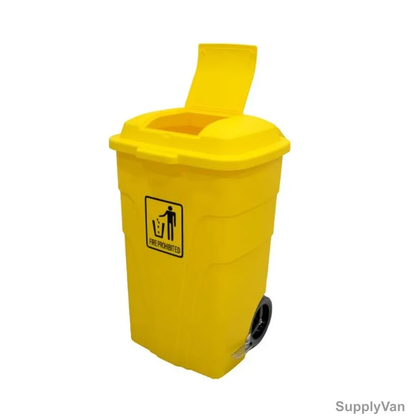 Akc Garbage Bin With Side Pedal, GC01Y-120, Plastic, 120 Ltrs, Yellow