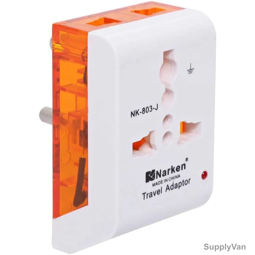 Narken Multi Function Wall Socket Adaptor, NK-803J, 2500W, 10A, White and Orange — image 1