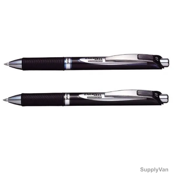 Pentel Energel Permanent Gel Roller Pen Set, PE-BLP77-02AC, 0.7MM Tip, Black/Blue, 2 Pcs/Set