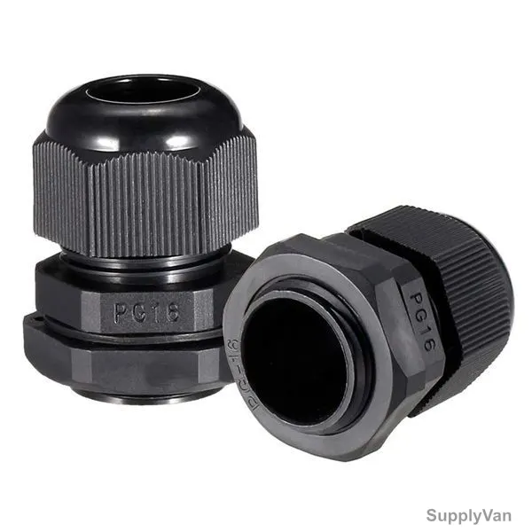 PVC Gland, PG-16, 10-14MM Cable Size, Black, 100 Pcs/Pack